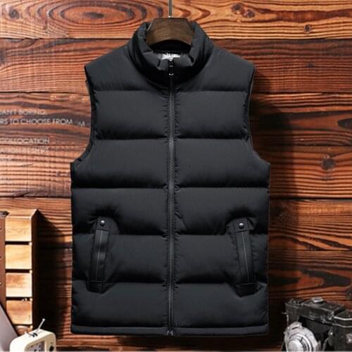 Brand Mens New Large Size Sleeveless Outer Vest Spring and Autumn Warm Cold Coat Large Size Silk Cotton Vest Winter Warm Jacket