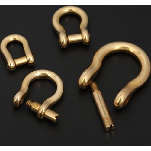 1pcs Solid Brass Carabiner D Bow Shackle Slot Screw Removable Fob Key Ring Keychain Joint Connector Buckle DIY Hardware