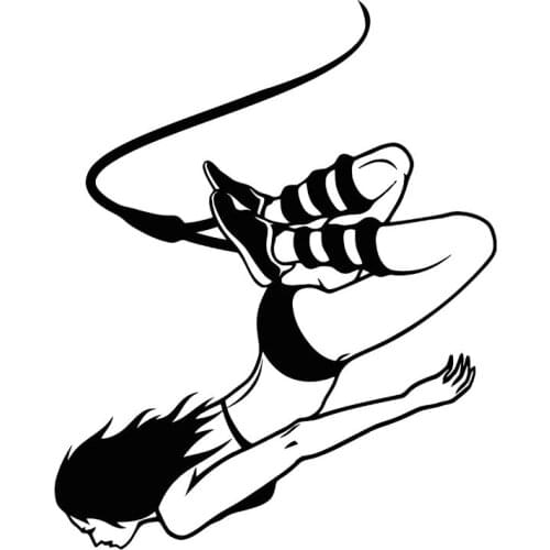 14.2CM*17.6CM Girl Bungee Jumping Extreme Sport Vinyl Car-Styling Car Sticker Black/Silver High-quality