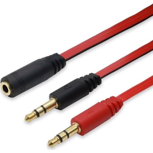 3.5mm 1 Female To 2 Male AUX Audio Cable Mic Splitter Cable Earphone Headphone Adapter Cable for Phone Pad Mobile