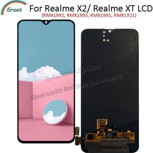 6.4" Original Supor Amoled For Oppo Realme X2 RMX1991 RMX1992 LCD Display Screen Touch Panel Digitizer For Realme XT RMX1921