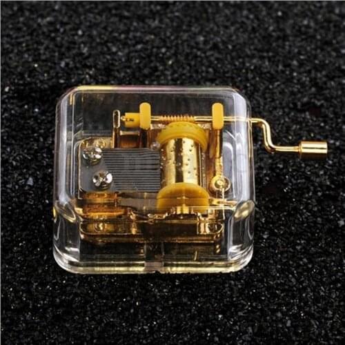 Acrylic Mechanical Movement Hand Crank Kids Girl Gift 7 Types Song Girls Great Mechanism Gift Kids Wedding Gift Toy