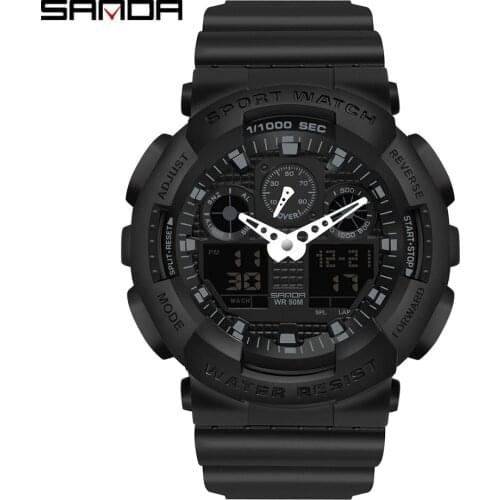 Sanda Mens Quartz Watch 2021 Electronic Sports Water Resistant Clock Fashion Raise Hand Lamp Digital Wristwatches Timepiece