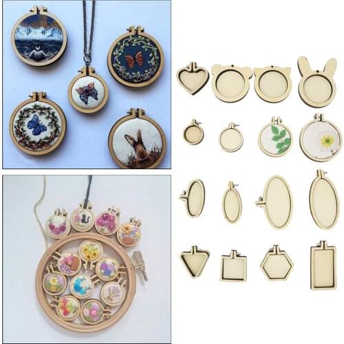 Wood Mini Embroidery Hoop DIY Handy Sewing Pendant Cross Stitch Necklace
