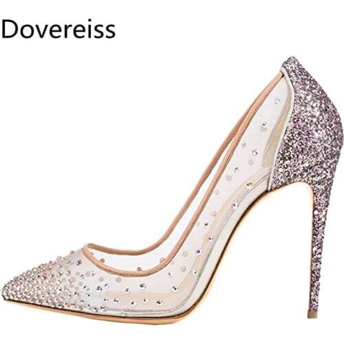 Dovereiss Fashion Womens Shoes summer sexy Elegant new Mature Pointed toe Stilettos heels Pumps Wedding shoes big size 45