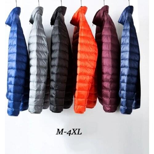 Lightweight Padded Jackets Men Winter Autumn Puffer Duck Down Coats Cold Windbreaker Waterproof Snow Anorak Parka Pea Black 4XL