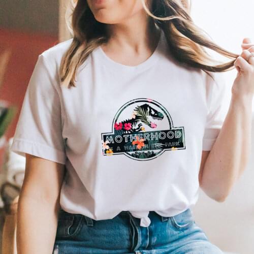 Walk In The Park Dinosaur 100%Cotton Colored Printed Women Tshirt Momlife Funny Summer Casual Short Sleeve Top Mothers Day Gift