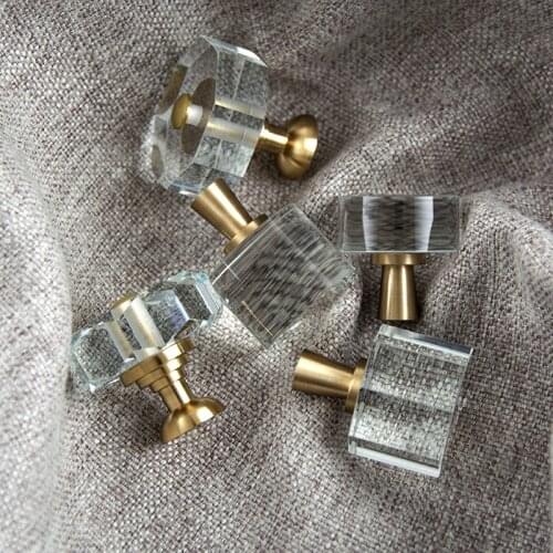 Crystal Knobs of Furniture Cabinet Pulls Brass Kitchen Dresser Cupboard Drawer Knob Door Handle Furniture Hardware