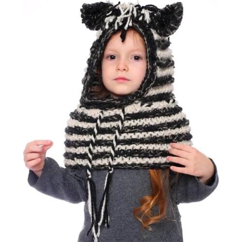 IANLAN Funny Little Zebra Style Lovely Girls Hats Scarves Winter Dual Use Sets Cute Kids Thermal Cap Muffler Children IL00181