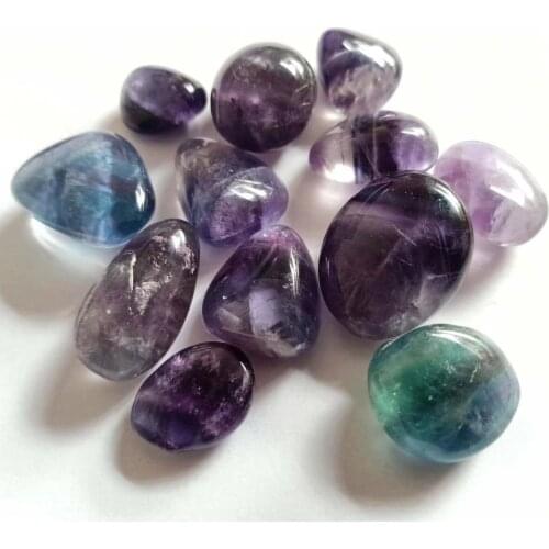 MOKAGY Natural Polished Rainbow Fluorite Tumbled Stones Healing Colorful Crystal 300g