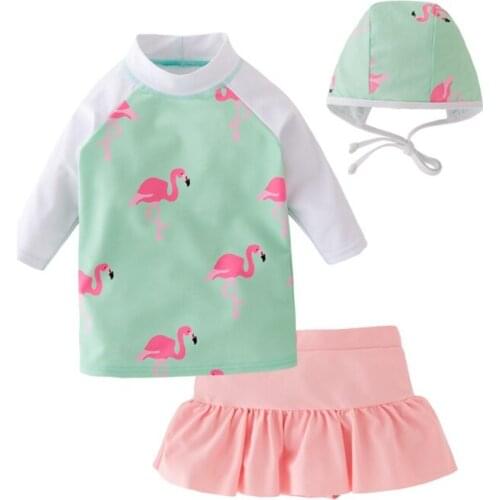 Swimsuit Fashion Sunscreen Children Girl 3Pcs Baby Girls Swimming Kids Bikini Girl Baby Wetsuit Biquini 3pcs Baby Swimsuits