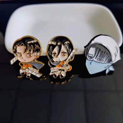Attack On Titan Levi Ackerman Mikasa Ackerman Shingeki No Kyojin Enamel Pin Lapel Brooch Metal Badge Jewelry Accessary