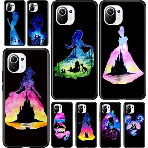 Soft TPU Disney Silhouette Princess For Xiaomi Mi 11i 11 10T 10 9T 9 A3 8 Lite CC9 SE Note10 Lite Ultra Pro Black Phone Case