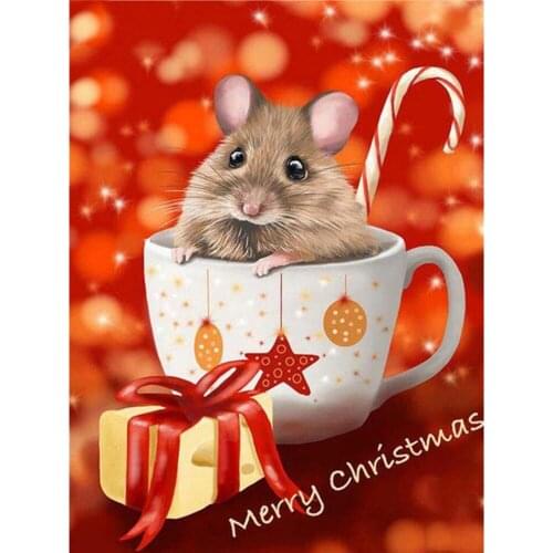 KAMY YI DIY 5D Diamond Painting Full Diamond Square Rat Embroidery Set Animal Diamond Mosaic Rhinestone Set Christmas Gift