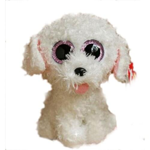 New Ty Beanie Boos Big Eyes 6" 15 CM White Curly Teddy Soft Plush Stuffed Animal Cute Doll Toy Boy Girl Birthday Christmas Gift