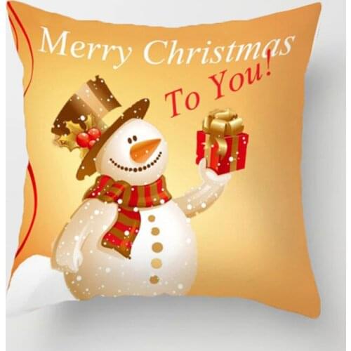 New Golden Cotton And Linen For Christmas Pillowcase Comfortable And Clear Cartoon Picture Party Pillowcase For Bedroom Sofa
