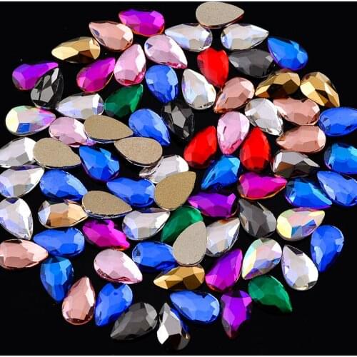 New Sparking Water Drop 5.5x8mm Teardrop 20pcs/Pack Rhinestone Crystal Flat Marquise Stone For 3D Nail Art Salon Decoration