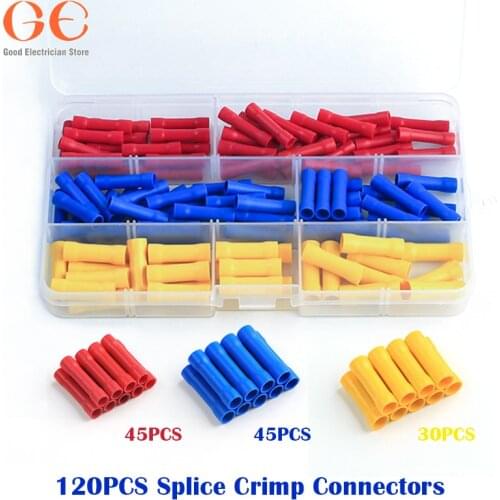 120PCS Splice Crimp Connectors Insulated Durable PVC Electrical Wire Terminal BV2 BV5.5 BV1.25 Three Colours For Home Tool