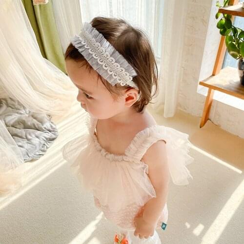 Solid Color Princess Lace Baby Headband Soft Elastic Newborn Toddler Hair Band Sweet Embroidery Infant Headwear For Baby Girl