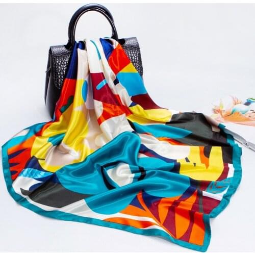 90x90 silk scarf fashion women summer luxury 100% silk scarf sunscreen big shawl stitching floral pattern / 45 colors optional