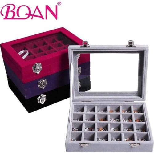 BQAN 24 Grids Nail Art Storage Box Transparent Display Case Organizer Holder For Rhinestone Beads Ring Earrings