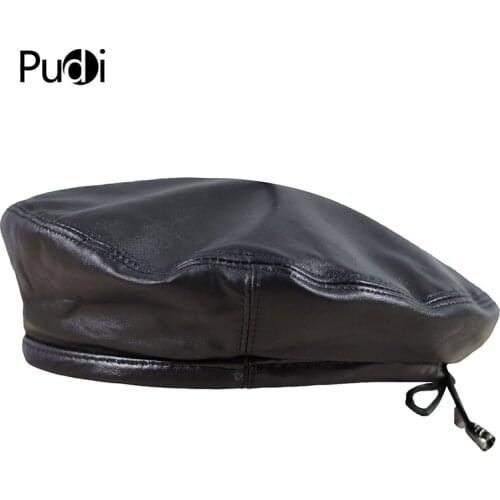 Pudi HL197 New Men Women Beret Hat Cap Geunine Leather Unisex Bucket Hats Caps Berets Beanies