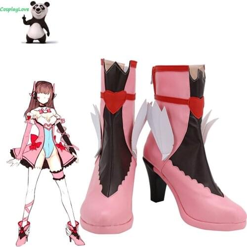 CosplayLove OW Game Magic Girl D.Va DVa Hana Song Pink Cosplay Shoes Boots For Christmas Halloween