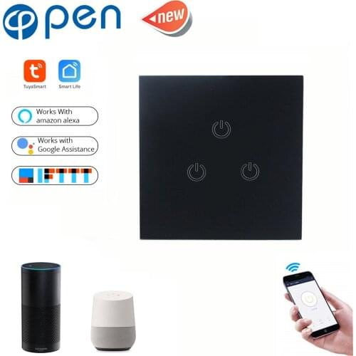 Tuya 3 Gang Wifi touch wall Switch light switch Global control compatible with Amazon Alexa,Google home for Smart home