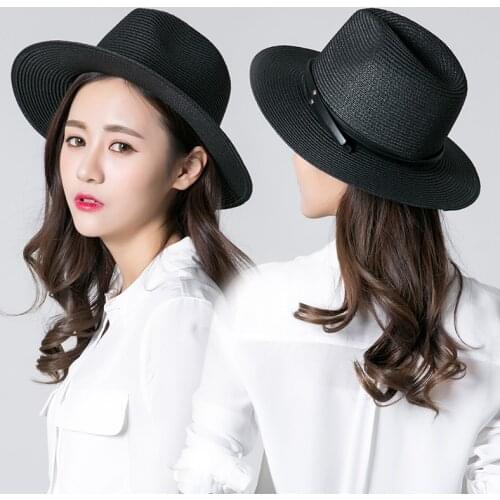 Summer Hats For Women Men Straw Sun Hat Wide Brim Belt Buckle Beach Panama Jazz hat Female Male Sunhat Chapeau Femme