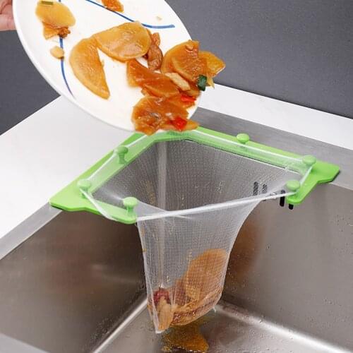 Drain Rack Filter Mesh Garbage Bag Kitchen Sink Hanging Basket for Separating Food Waste Hanging Mesh Drain Rack