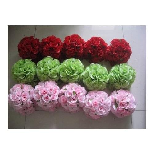 23colors 20cm/ 8 inch Wedding Decorations Silk Kissing Pomander rose Flowers Balls Wedding bouquet Free Shipping