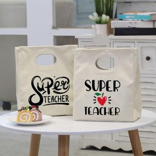 Super Teacher Print Portable Lunch Bags Thermal Insulated Bento Box Tote Cooler Dinner School Food Storage Pouch Teachers Gifts