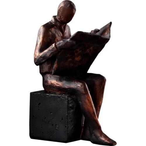 Vintage Figurines Imitation Metal Figure Statue Decoration Resin Scholar Sculpture Crafts Living Room Furnishing Home Decoration