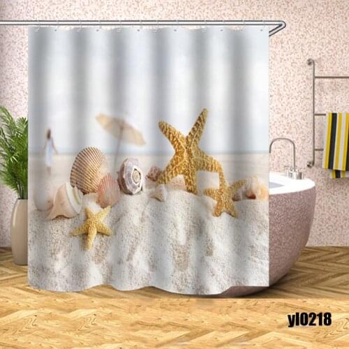 Starfish Seashell Shower Curtain Beach Waterproof Bath Curtains for Bathroom Bathtub Large Wide Bathing Cover Rideau De Bain