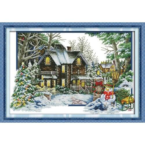 The winter house cross stitch kit aida 14ct 11ct count print canvas hand sew cross-stitching embroidery DIY handmade needlework