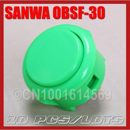 10pcs / set Original Japan Sanwa Buttons Arcade Push Buttons For Raspberry PI 1 2 3 Retropie 3B Project & PacMan Games - Green