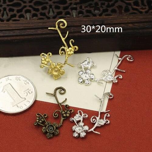10 pcs Brass Casting Flower Branch Charms,30*20mm DIY Crafts & Jewelry Supplies,Gold-color / Silver-color / Bronze / Steel-color