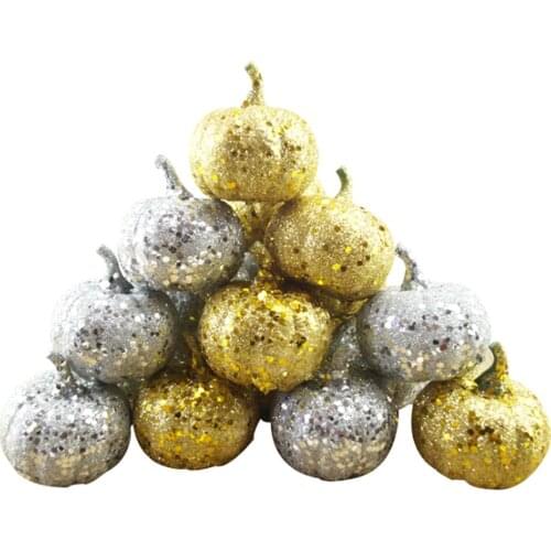 12pcs Artificial Pumpkins Decorations for DIY Festive Thanksgiving Halloween Wedding Party Home Desk Ornament Accessories