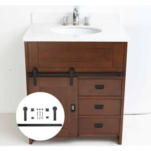 3.3 FT High Cost-Effective Black Carbon Steel REAL Mini Antique Sliding Barn Door Hardware for Kitchen Bathroom Cabinet Door