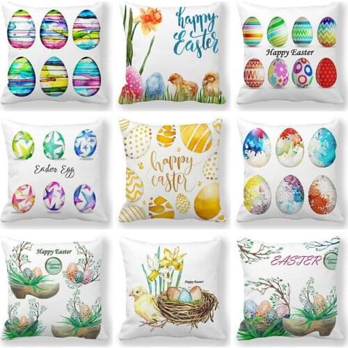 45x45cm Eggs Happy Easter Throw Pillow Case PeachSkin Polyester Sofa Seat Cushion Cover Festival Party Home Decor Pillowcase