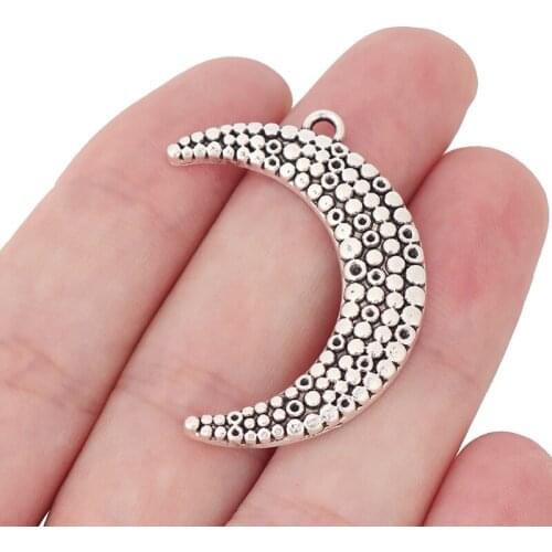 6 x Tibetan Silver Crescent Moon Half Moon Charms Pendants Beads for DIY Necklace Jewelry Making Findings 36x9mm
