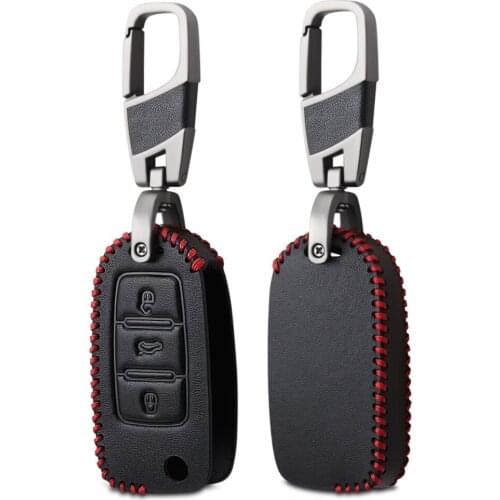 Genuine Leather Flip Folding Car Key Case Cover For Volkswagen Polo Tiguan Passat Golf MK5 MK6 Key Bag Holder For VW Bora Jetta