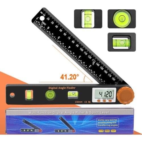 230mm 4in1 Digital Protractor Angle Ruler Spirit Level Universal Level Ruler Woodworking Angle 360 Degree Angle Protractor