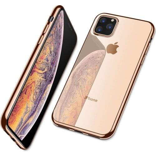 For iPhone 11 Pro Max 11 Pro Case,Ultra Slim Thin Clear Soft Premium Flexible Chrome Bumper Transparent TPU Back Plate Cover