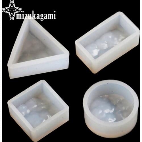 UV Resin Jewelry Liquid Silicone Mold Round Rectangle Triangle Shape Resin Molds For DIY Necklace Pendant Charms Making Jewelry