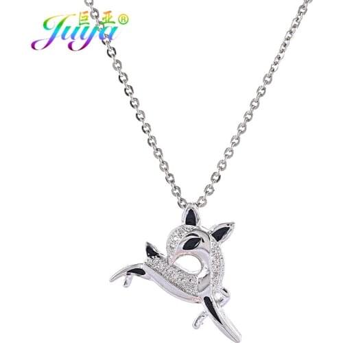 Juya Fashion Animal Jewelry Supplies Micro Pave Zircon Antelope Sheep Pendant Necklace For Women Girls Christmas Gift Jewelry