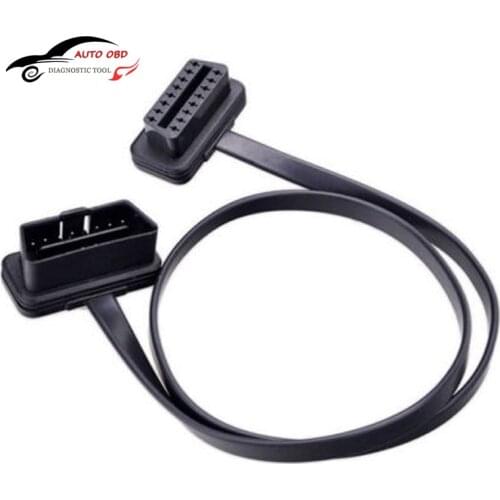 60CM Flat Thin As Noodle Cable OBD OBD2 OBDII 16Pin Male to Female Car Accessories Diagnostic Tool Extension Connector Cable 2FT