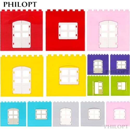 Large Particle Building Blocks House Window Doors Household Accessories Compatible with Duploed Toys For Children Kids Gifts