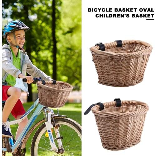 Bike Front Handlebar Basket Retro D-Shape Bicycle Bag Hand-woven Large Capacity Bike Storage Basket For Cycling Bike Classy