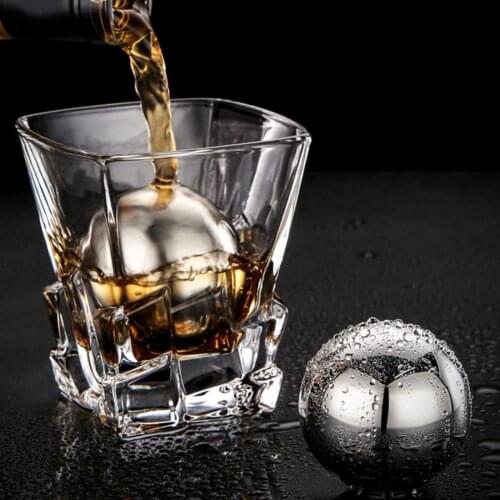 2pcs Whiskey Quick Frozen Icecap Round Metal Block Bar Icecap Stone 304 Stainless Steel Ice Cube